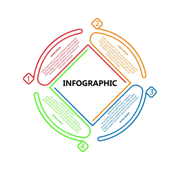 ınfographics. Başarının dört aşaması. Projenin tasarımı ve yürütülmesi için şablon