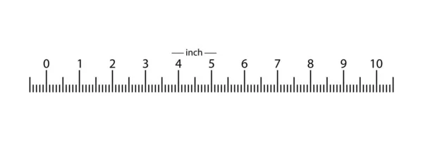 Pravé pravítko 10 palců od dolního místa stupnice. 1 di — Stockový vektor