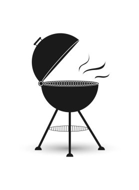 Kömürler üzerinde et pişirmek için bir ızgara ile Simge ızgara. Düz desi