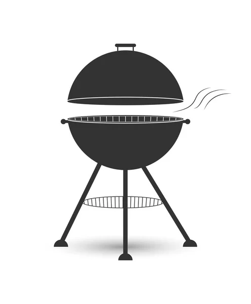 Icon Grill mit einem Rost zum Kochen von Fleisch auf den Kohlen. flache desi — Stockvektor
