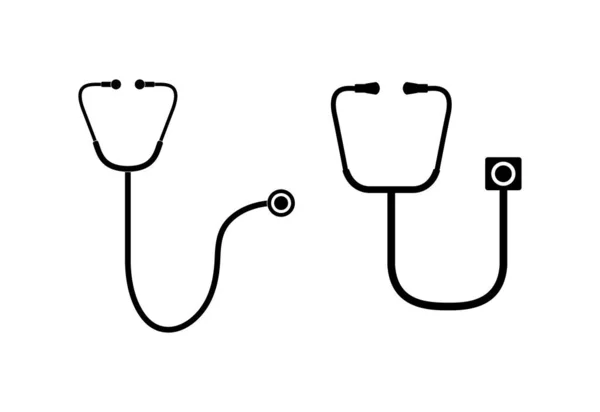 Dos estetoscopios médicos. Diseño plano simple . — Vector de stock