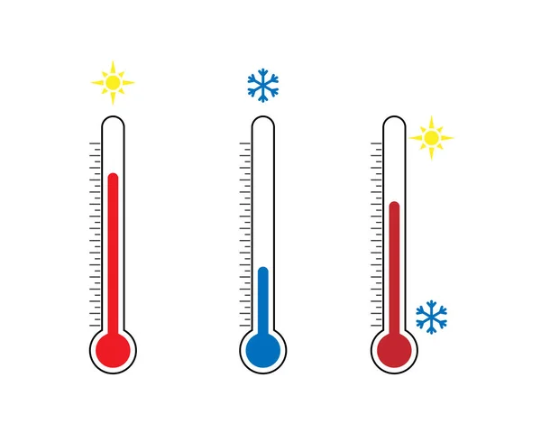 Satz farbiger Thermometer-Symbole. flache Bauweise. — Stockvektor