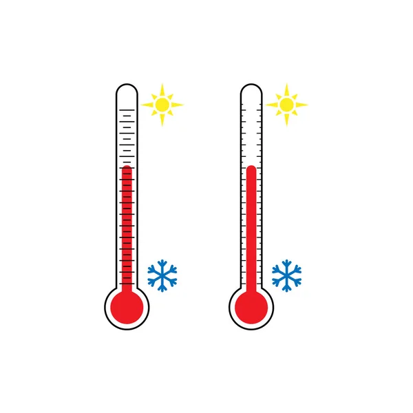 Satz farbiger Thermometer-Symbole. flache Bauweise. — Stockvektor