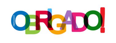 Renkli yazı teşekkür ederim! dekorasyon ve tasarım için, Portugue