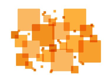 Turuncu kesişen karelerin soyut arka planı, düz tasarım
