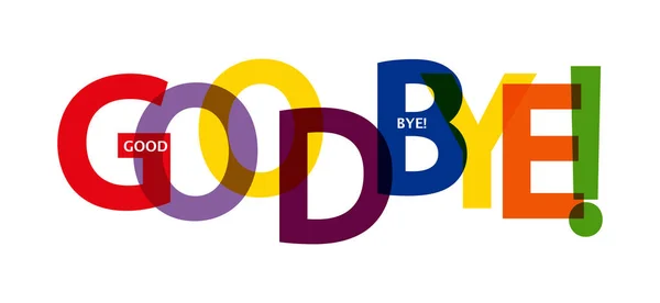 「さよなら」という言葉が書かれたカラフルなバナー。装飾のためのレタリング — ストックベクタ