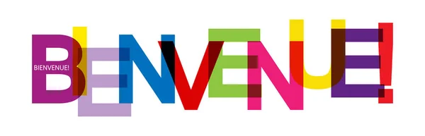 Bandiera colorata che dice BENVENUTI! Lingua francese — Vettoriale Stock