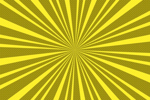 Pop art yellow background with radial lines.  Background with ha — Stock Vector