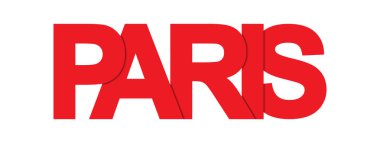 Paris. Fransız başkentinin adı ile kırmızı afiş.