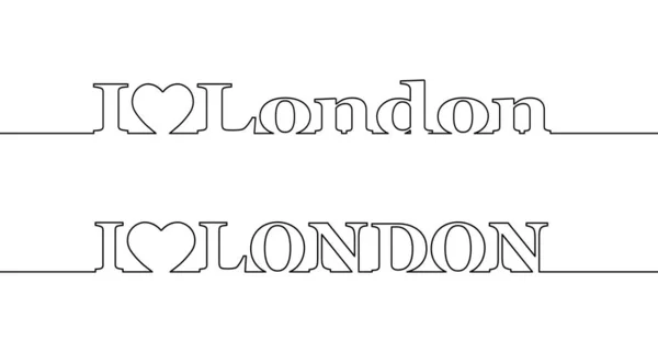 Adoro Londra Contorno Delle Lettere Maiuscole Minuscole Design Piatto — Vettoriale Stock