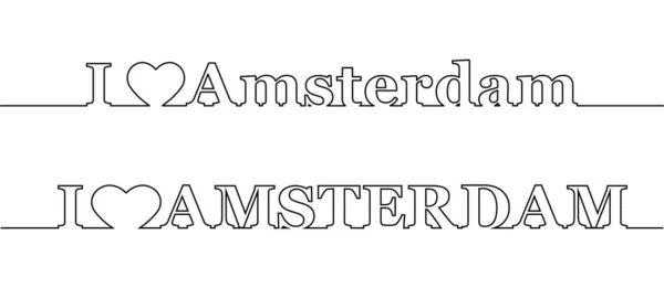 Adoro AMSTERDAM. Il contorno delle lettere maiuscole e minuscole — Vettoriale Stock