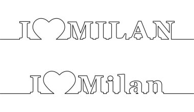 Milan'ı seviyorum. İtalya şehrinin adı ile kontur hattı. 