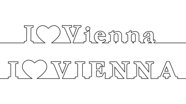 J'adore VIENNE. Ligne de contour avec le nom de la capitale de l'Aust — Image vectorielle