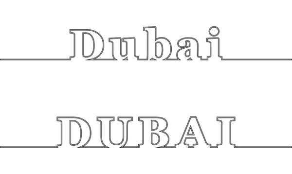 DUBAI. Linha de contorno com o nome da cidade . — Vetor de Stock