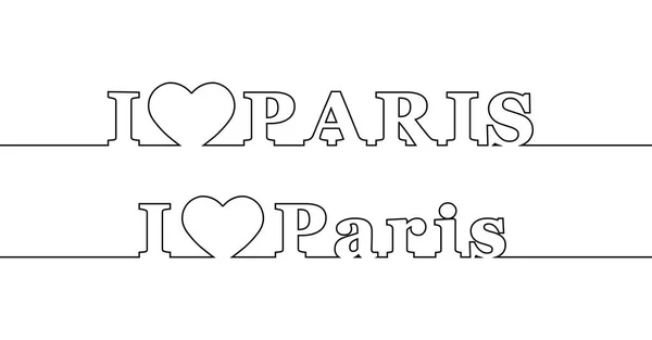 I LOVE PARIS. Contour line with the name of the capital of Franc — Stock Vector