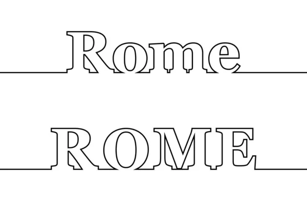 ROM. Linea di contorno con il nome della capitale d'Italia . — Vettoriale Stock