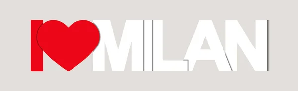 Me encanta MILAN. Banner de color con el nombre de la ciudad de Italia . — Archivo Imágenes Vectoriales