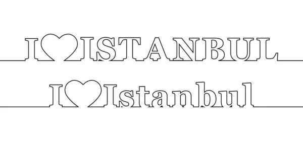 Adoro ISTANBUL. Linea di contorno con il nome della capitale di Tu — Vettoriale Stock