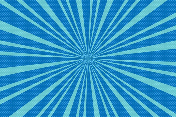 Radyal çizgilerile pop art mavi arka plan. Yarım ile arka plan