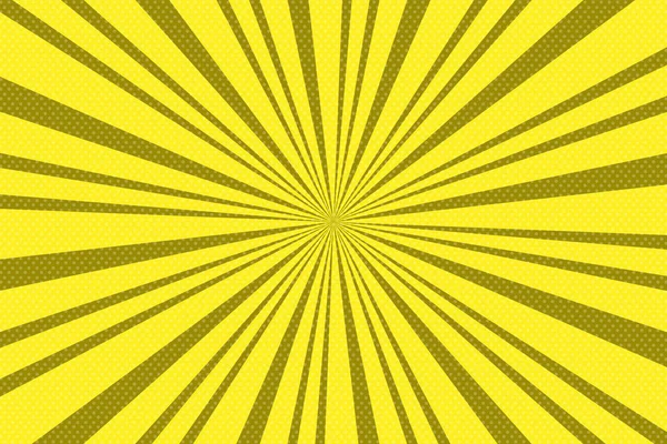 Pop art fondo amarillo con líneas radiales. Contexto con ha — Vector de stock