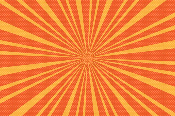 Pop art fond orange avec des lignes radiales. Contexte avec ha — Image vectorielle