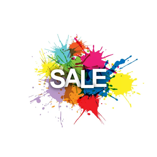 SALE! Colorful banner of colorful splashes of paint. — Stock Vector