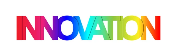 Innowacji. Kolorowe transparenty, kolor gradientu, małe litery — Wektor stockowy