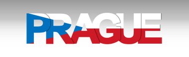 Prag. Çek başkenti nin adı ile afiş, renkleri