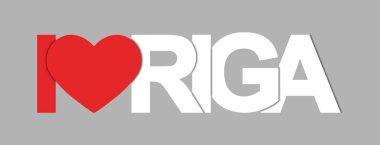 Riga'yı seviyorum. Letonya'nın başkenti nin adı ile afiş