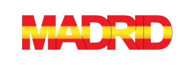 Madrid. Na renklerde İspanya'nın başkentinin adı