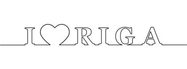 Riga'yı seviyorum. Başkent Letonya'nın adı, kontur hattı.