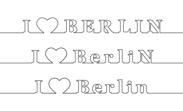Amo Berlino. Il nome della capitale della Germania, linea di contorno . — Vettoriale Stock