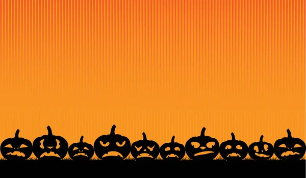 Fondo con siluetas divertidas de calabazas para la fiesta de un — Vector de stock