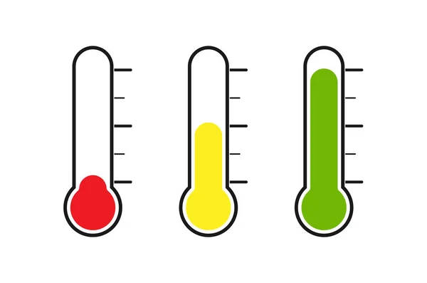 Değişen sıcaklık derecelerinde termometre. e yansıması — Stok Vektör