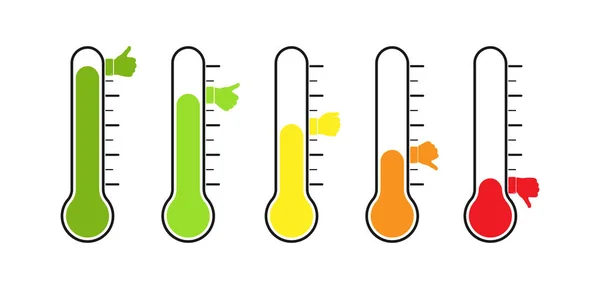 Ensemble de thermomètres avec différents degrés de température. Refle ! — Image vectorielle