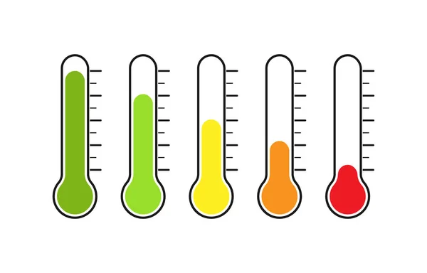 Termometro con vari gradi di temperatura. Riflessione di e — Vettoriale Stock