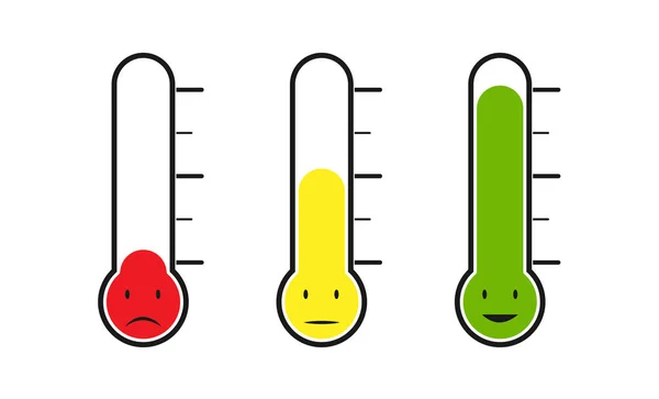 Ensemble de thermomètre à température différente. Émotions, humeur ou — Image vectorielle