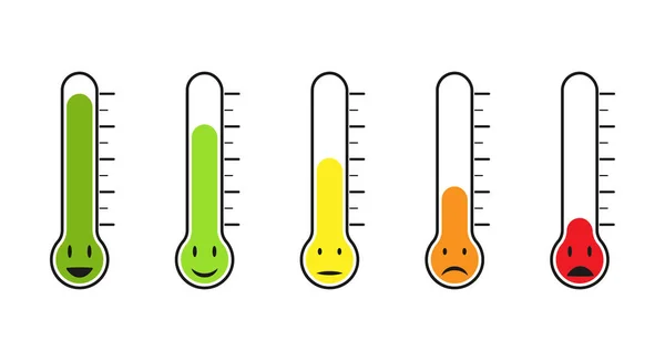 Conjunto de termómetro com temperatura diferente. Emoções, humor ou — Vetor de Stock