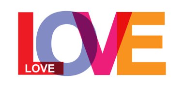 Aşk. Renkli harflerin renkli afiş.