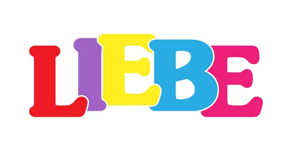 Miłość! Kolorowy baner kolorowych liter. Płaska konstrukcja. Język — Wektor stockowy