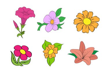 Rengarenk çiçekler. Basit tasarım.