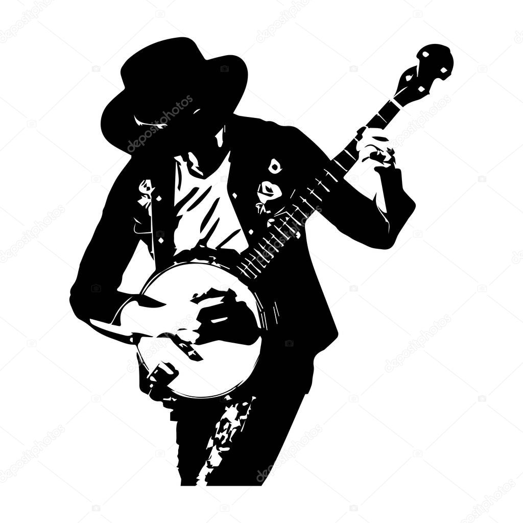 man in the hat with the Banjo. Simple design