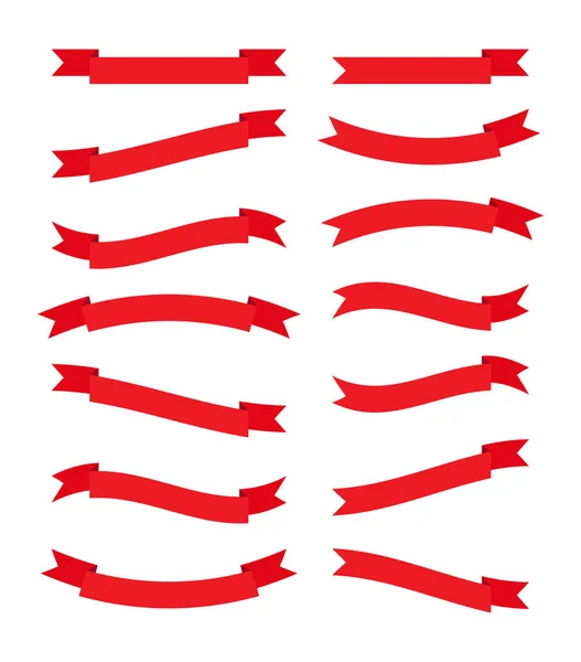 Набір червоних стрічок для дизайну та оздоблення . — стоковий вектор
