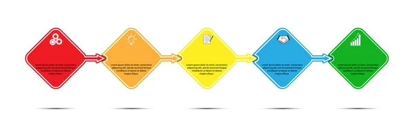 信息图项目5个阶段，业务战略和计划 — 图库矢量图片