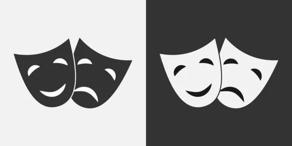 Versión de la insignia de máscara teatral. Dos opciones en negro y w — Archivo Imágenes Vectoriales