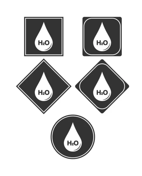 Conjunto de iconos. Gota con fórmula de agua. Diseño simple — Archivo Imágenes Vectoriales