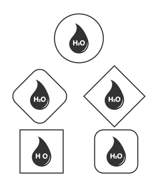 Conjunto de iconos. Gota con fórmula de agua. Diseño simple . — Archivo Imágenes Vectoriales