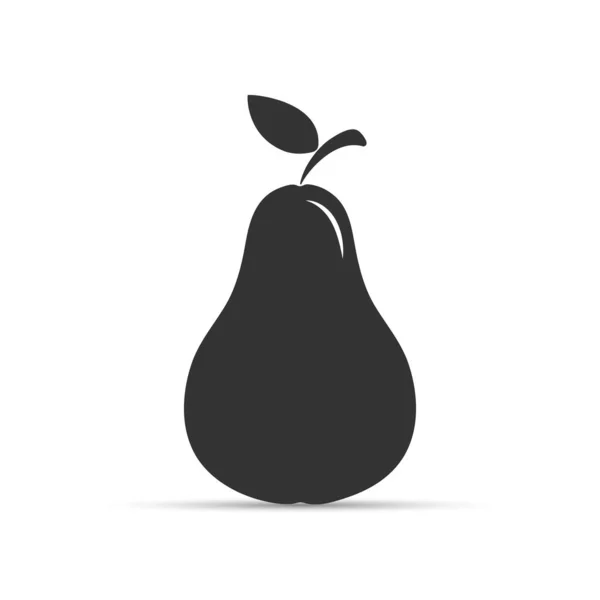 Icono de pera. Pera entera, patrón blanco y negro, diseño simple — Vector de stock
