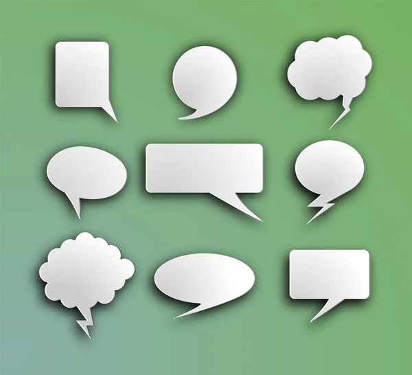 Set van witte volumetrische spraakbellen voor chats, berichten en c — Stockvector