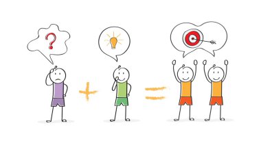 Takım çalışması teması üzerine kavramsal çizim. Bir fikir şöyle yapar: 